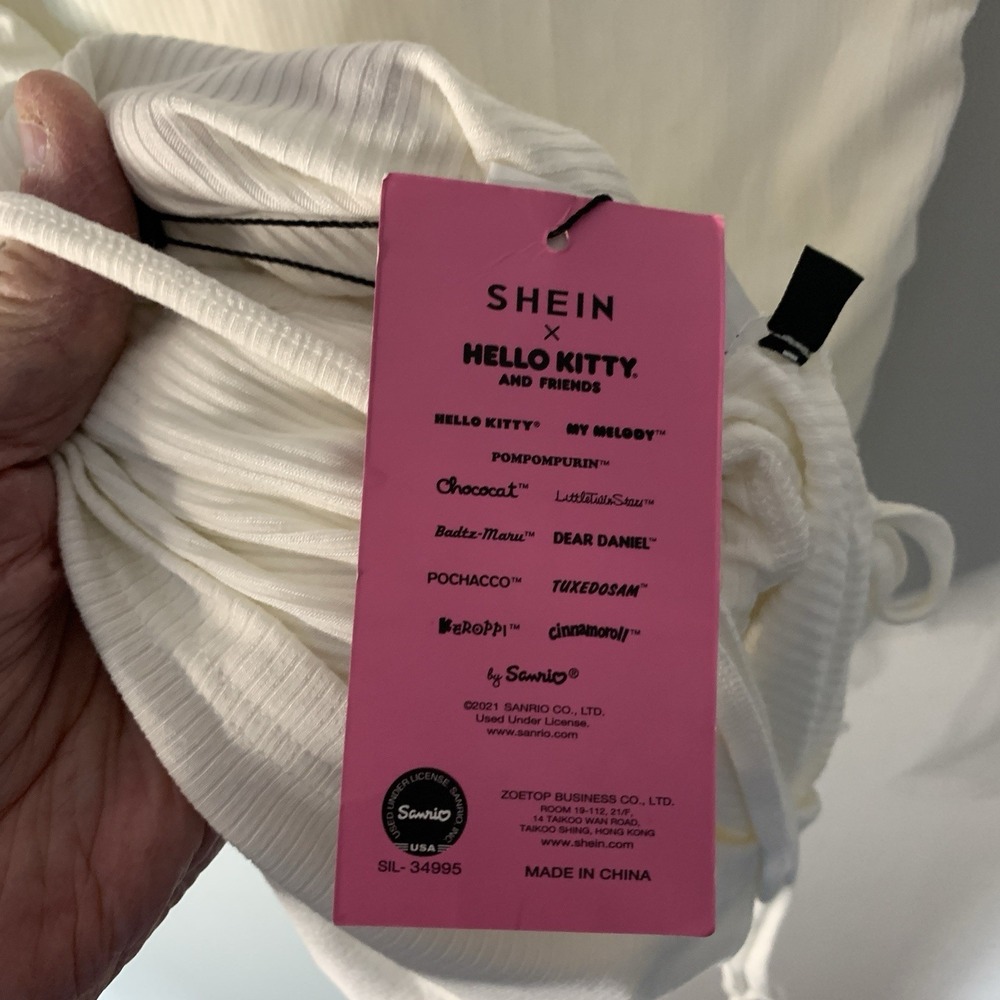 Hello Kitty and Friends Drawstring Side White Bodycon Dress Small NWT - Picture 5 of 12